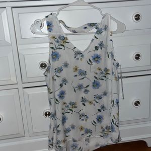 White floral Tank top with an around the neck strap